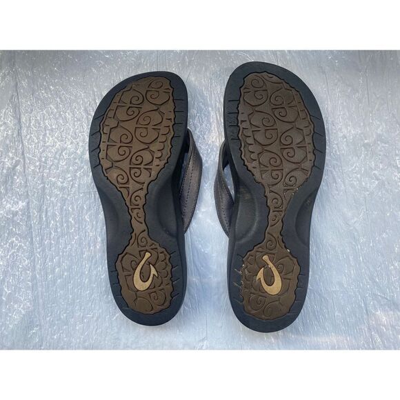 Olukai Women’s Metallic Gray Flip Flop Sz 9 US - Picture 3 of 10